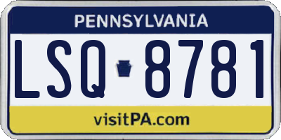 PA license plate LSQ8781