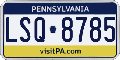 PA license plate LSQ8785