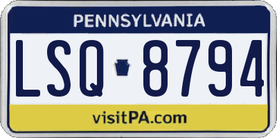 PA license plate LSQ8794
