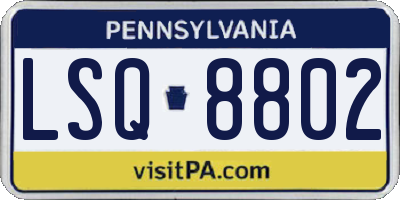 PA license plate LSQ8802