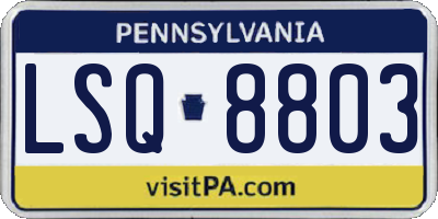 PA license plate LSQ8803