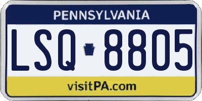 PA license plate LSQ8805