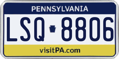 PA license plate LSQ8806