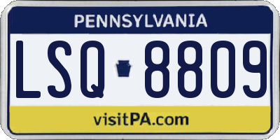 PA license plate LSQ8809