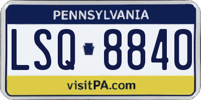 PA license plate LSQ8840