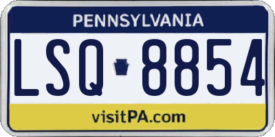 PA license plate LSQ8854