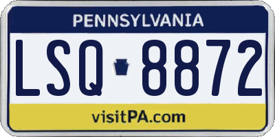 PA license plate LSQ8872