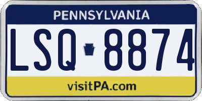 PA license plate LSQ8874