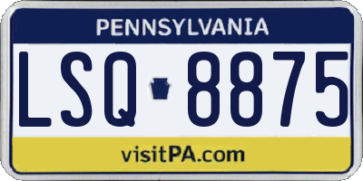 PA license plate LSQ8875