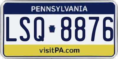 PA license plate LSQ8876