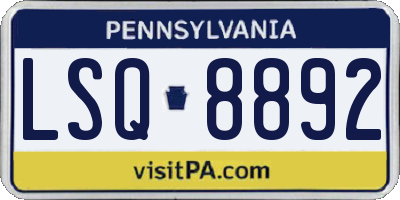 PA license plate LSQ8892