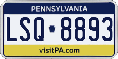 PA license plate LSQ8893