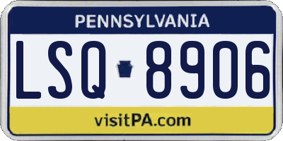 PA license plate LSQ8906
