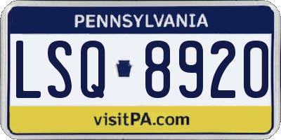 PA license plate LSQ8920