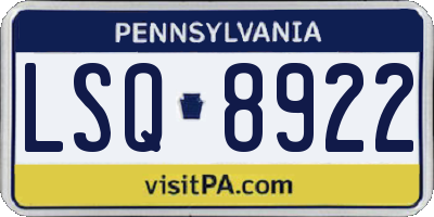 PA license plate LSQ8922