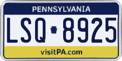 PA license plate LSQ8925