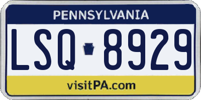 PA license plate LSQ8929