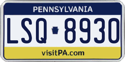 PA license plate LSQ8930