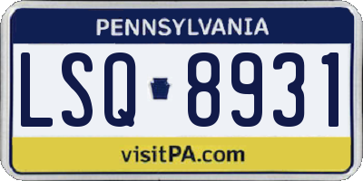 PA license plate LSQ8931