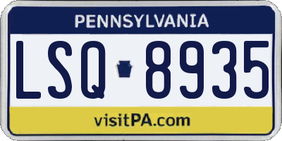 PA license plate LSQ8935