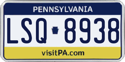 PA license plate LSQ8938