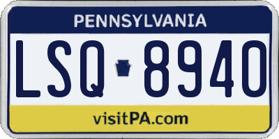 PA license plate LSQ8940