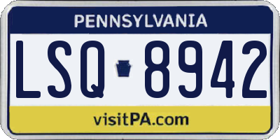 PA license plate LSQ8942