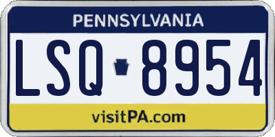 PA license plate LSQ8954