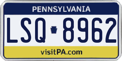 PA license plate LSQ8962
