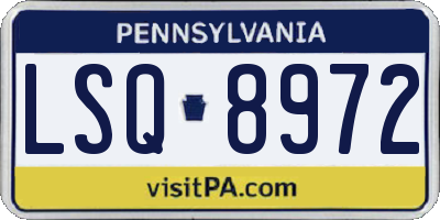 PA license plate LSQ8972