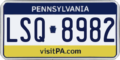 PA license plate LSQ8982