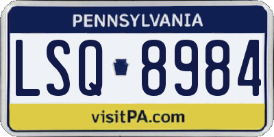 PA license plate LSQ8984