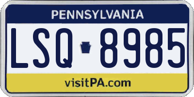 PA license plate LSQ8985