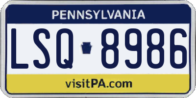PA license plate LSQ8986