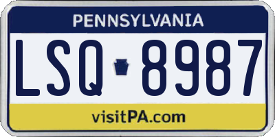 PA license plate LSQ8987