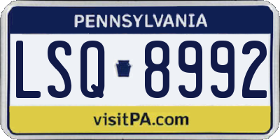 PA license plate LSQ8992