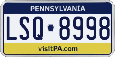 PA license plate LSQ8998