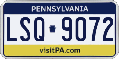 PA license plate LSQ9072