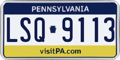 PA license plate LSQ9113