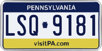 PA license plate LSQ9181