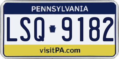 PA license plate LSQ9182