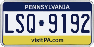 PA license plate LSQ9192