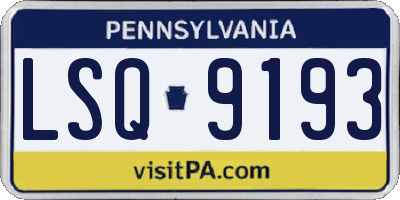 PA license plate LSQ9193