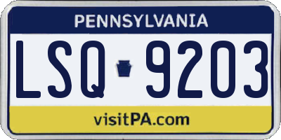 PA license plate LSQ9203