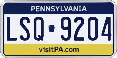 PA license plate LSQ9204