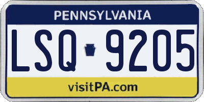PA license plate LSQ9205