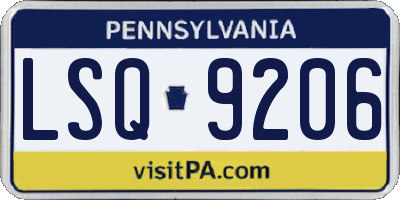 PA license plate LSQ9206