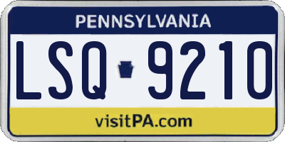 PA license plate LSQ9210