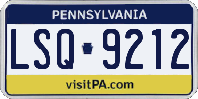 PA license plate LSQ9212