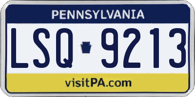 PA license plate LSQ9213
